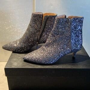 J Crew Glitter Kitten Heel Boots